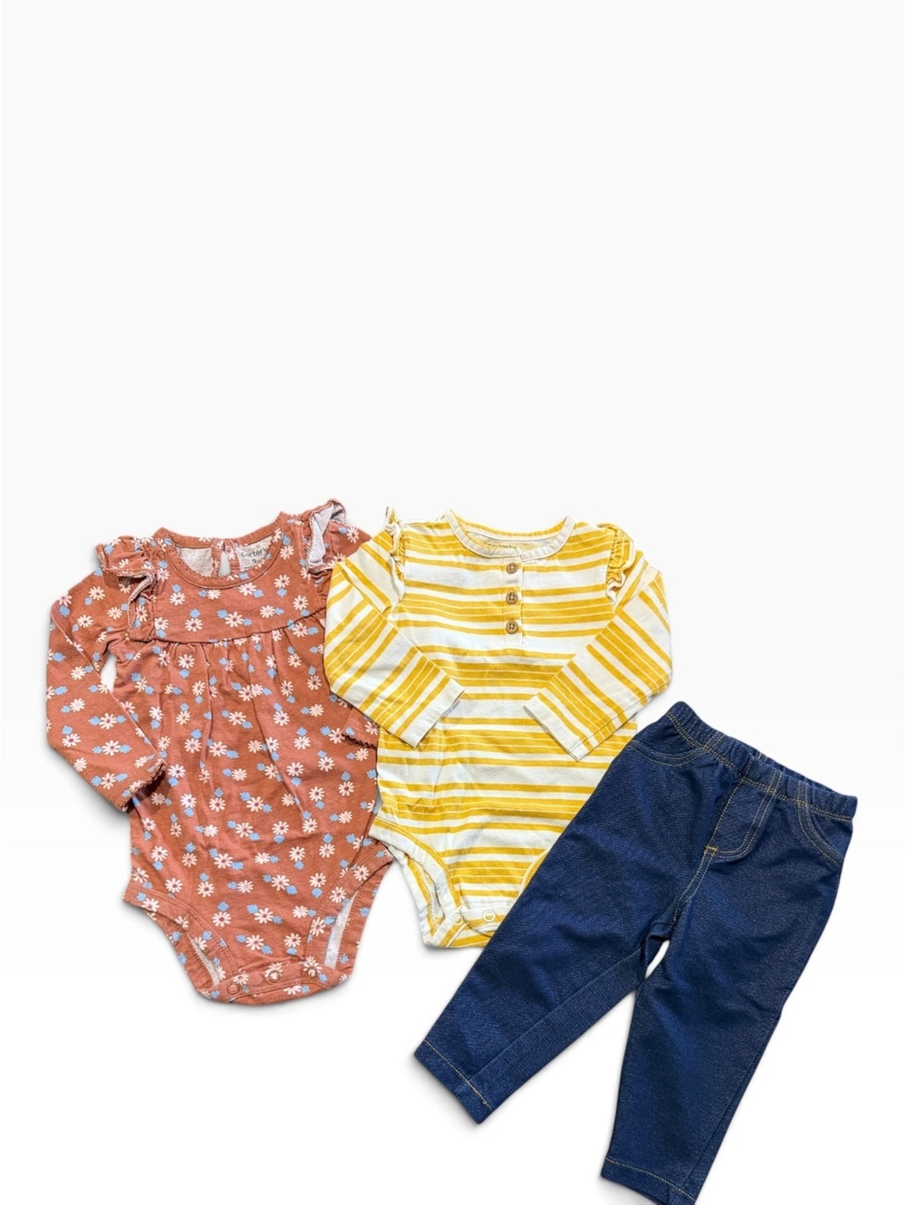 Carter's Baby Girls' 9M Long Sleeve Bodysuits and Denim Leggings Set